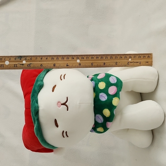 White kitten with Santa hat and scarf plush, 10.5" - Picture 7 of 8